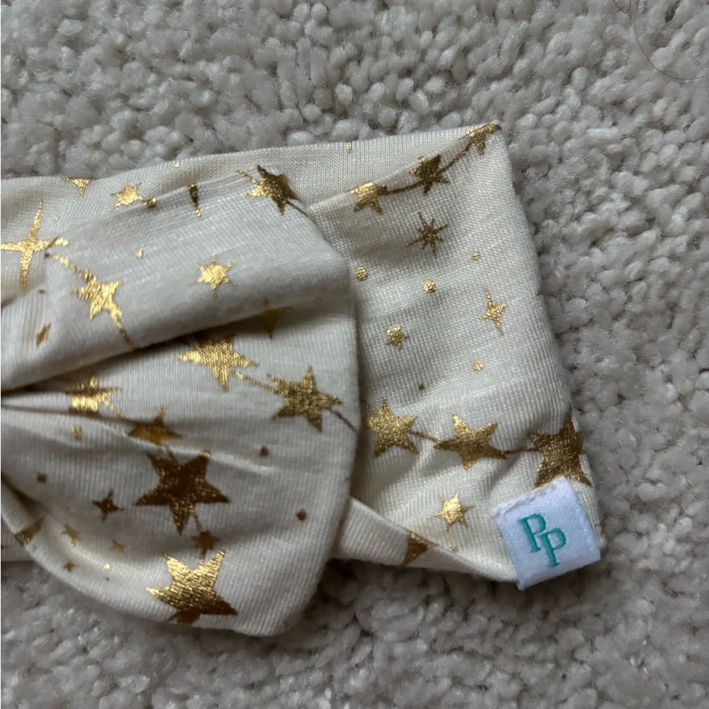 Posh Peanut Gold foil Star Patterned toddler girls Headband Bow